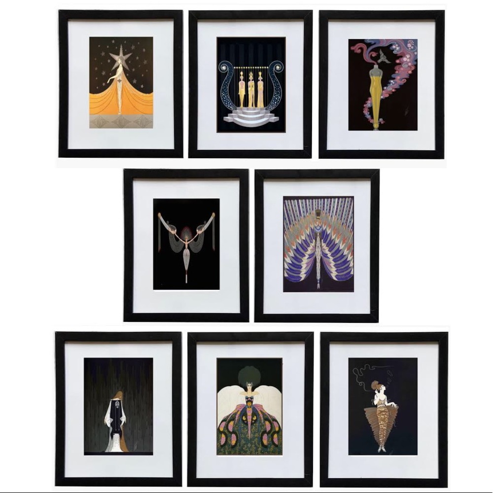 COPY - Set of 8 Erte framed Prints 8x10